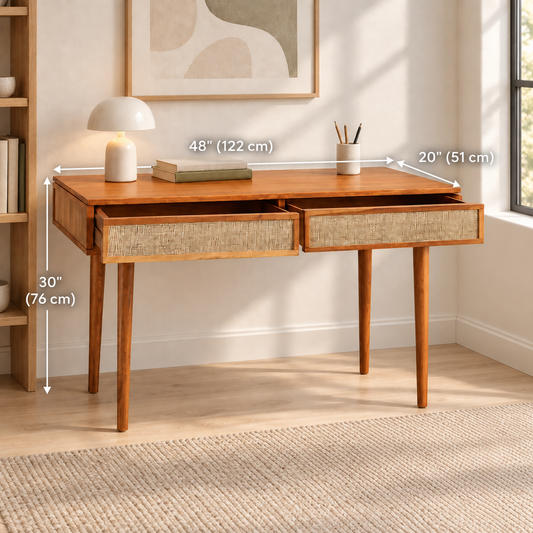 Sheesham Wood Cane Drawer Study Table – Latest Furniture