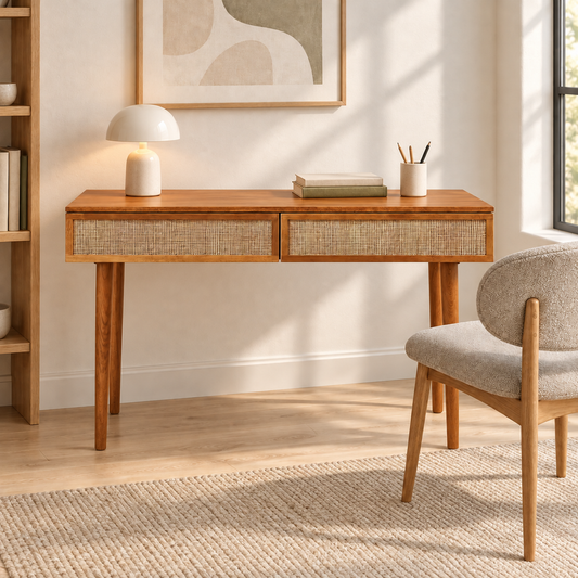 Sheesham Wood Cane Drawer Study Table – Latest Furniture