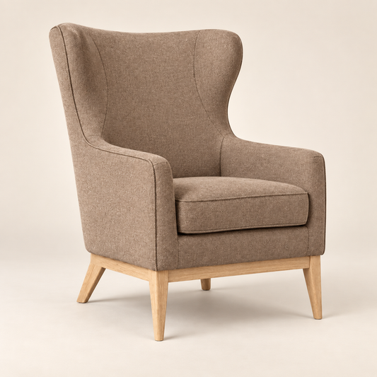 Beige wingback lounge chair for living room