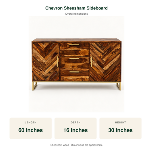 Chevron Sheesham Wood Sideboard – dimensions