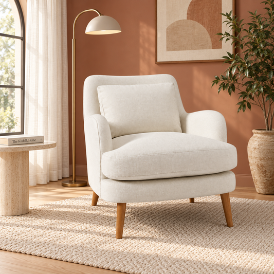 Cream Upholstered Accent Chair – lifestyle view, Latest Furniture