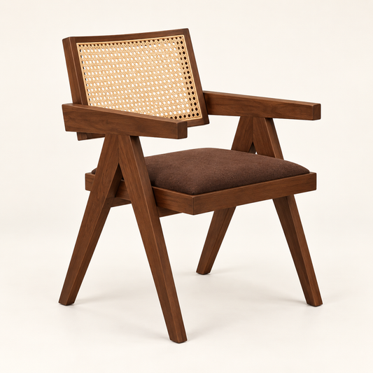 Cross-Leg Cane-Back Dining Set matching dining chair shown separately.