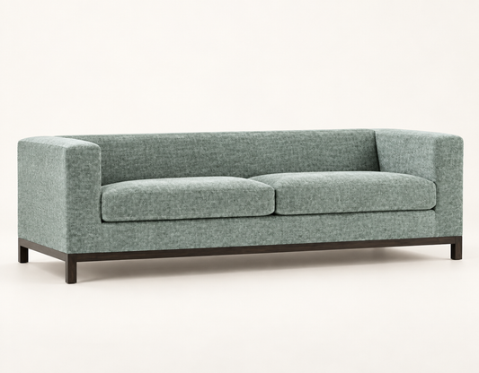 Green Suede Three-Seater Sofa – side studio view