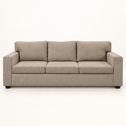 Warm Greige Fabric 3-Seater Sofa — front studio view
