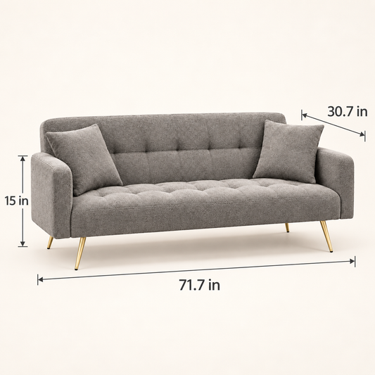 Grey Upholstered Sofa – dimension view, Latest Furniture