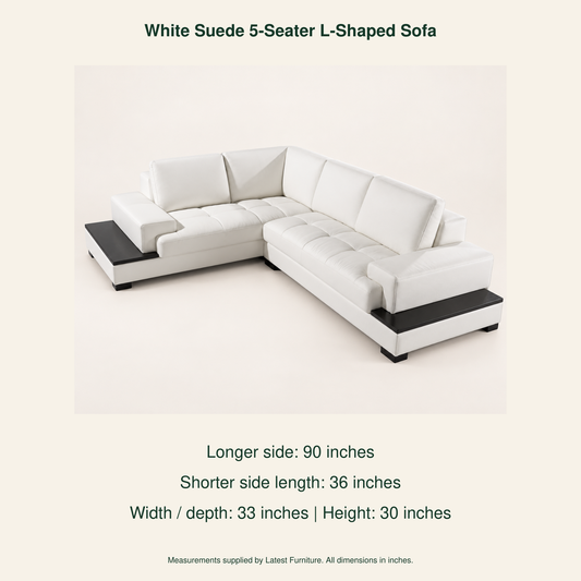 Ivory Suede Five-Seater L-Shaped Sofa – Latest Furniture