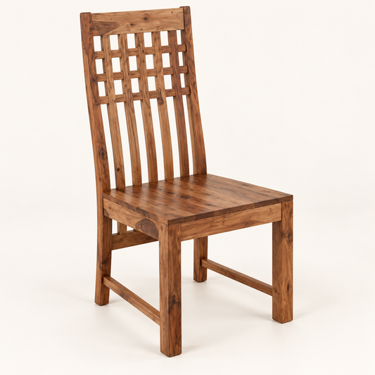 Rustic Grid-Back Dining Set matching dining chair shown separately.