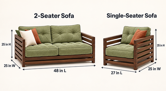 Sage Green Slatted Teak Wood Sofa Set (2+1+1) – Latest Furniture