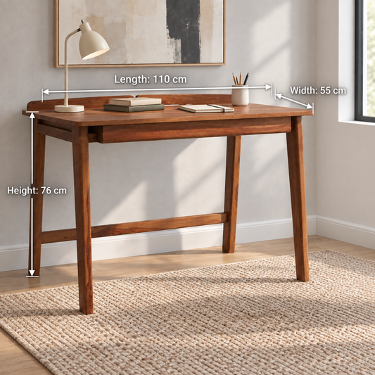Sheesham Wood Minimal Study Table dimensions: 110 cm W × 55 cm D × 76 cm H