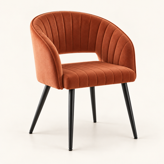 Terracotta Channel-Tufted Dining Chair on a clean studio background, showing the complete design.