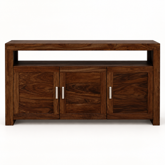 Three-Door Sheesham Wood Sideboard – front studio