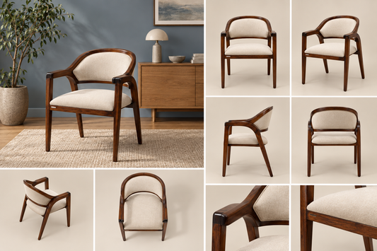 Wooden Frame Upholstered Chair – close up view, Latest Furniture