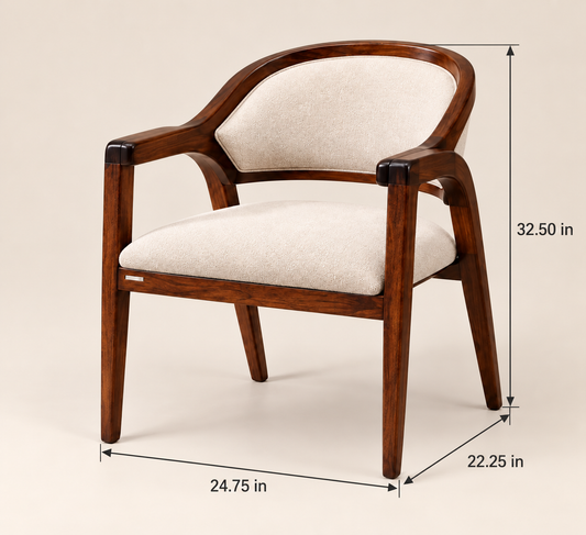 Wooden Frame Upholstered Chair – dimension view, Latest Furniture