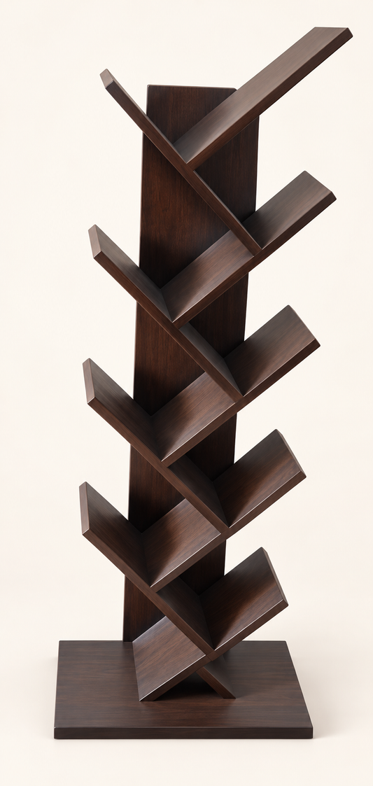 Zigzag Wooden Bookshelf β front studio view