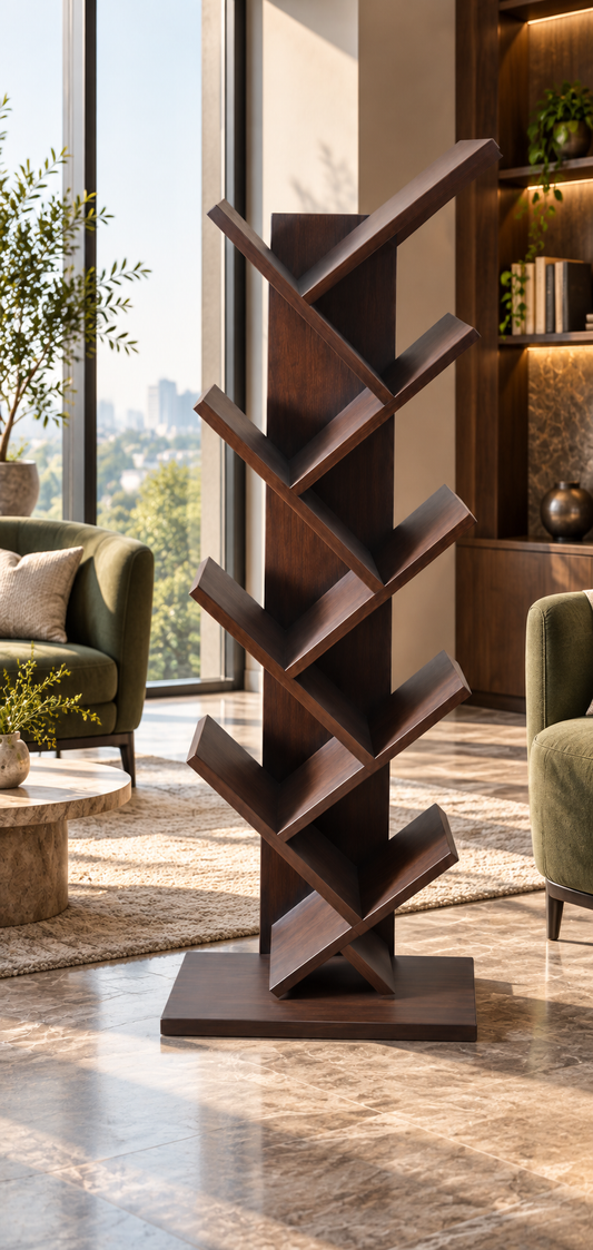 Zigzag Wooden Bookshelf β styled room