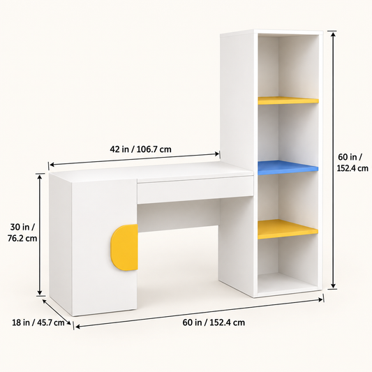 Compact Kids Study Table with Bookshelf – Latest Furniture