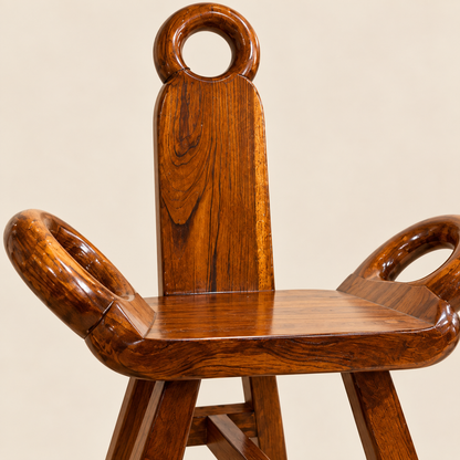 Loop-Back Wooden Accent Chair in Honey Brown, detail close-up