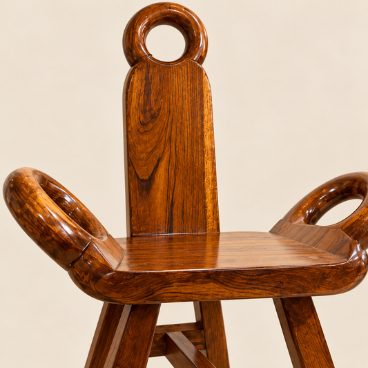 Loop-Back Wooden Accent Chair in Honey Brown, detail close-up