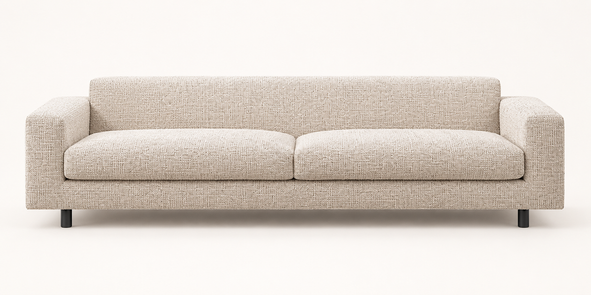 Beige Suede Four-Seater Sofa – front studio view
