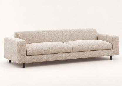 Beige Suede Four-Seater Sofa – side studio view
