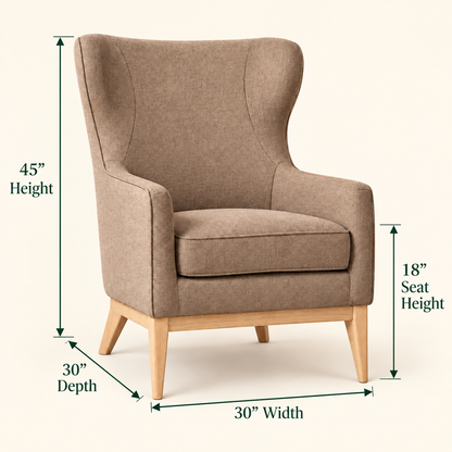 Wingback lounge chair dimensions 30 by 30 by 45 inches