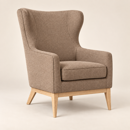Beige wingback lounge chair for living room