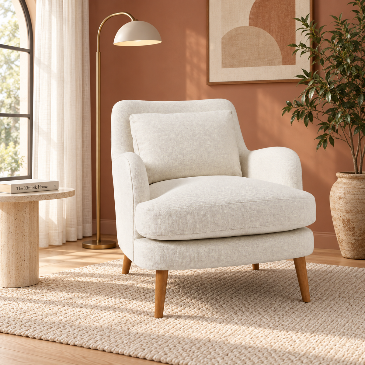 Cream Upholstered Accent Chair – lifestyle view, Latest Furniture