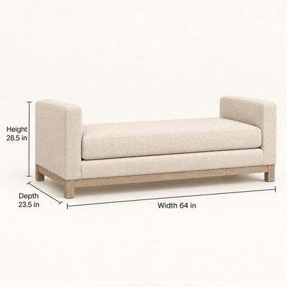 Cream Upholstered Chaise Sofa – dimension view, Latest Furniture