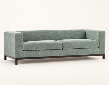 Green Suede Three-Seater Sofa – side studio view