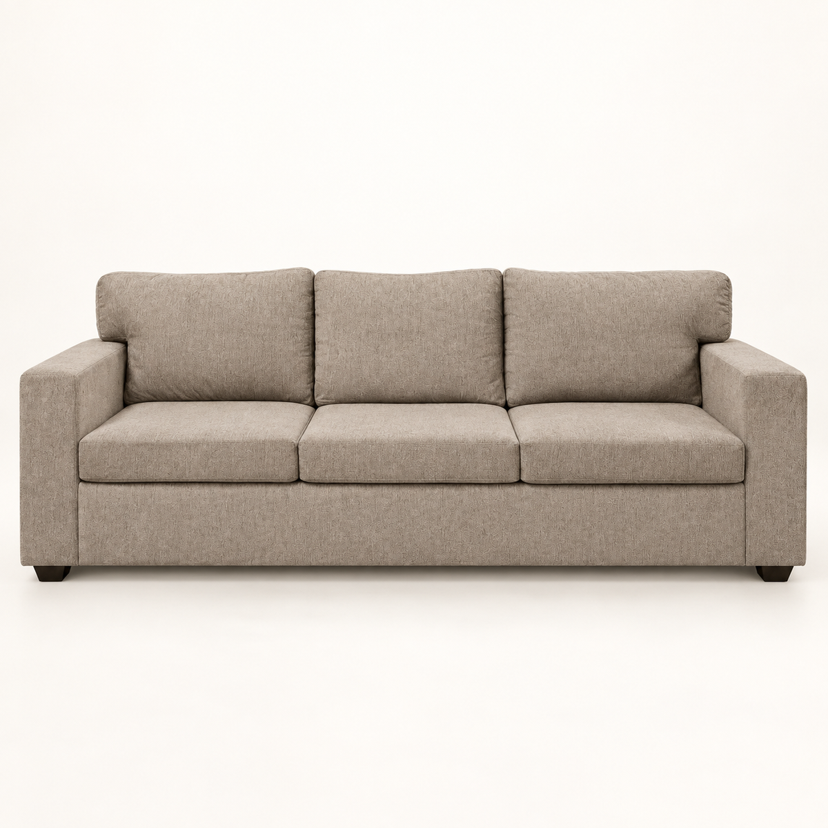 Warm Greige Fabric 3-Seater Sofa — front studio view