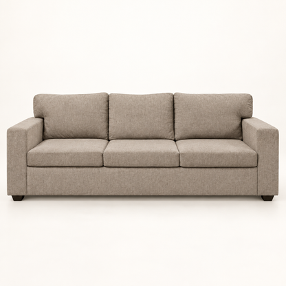 Warm Greige Fabric 3-Seater Sofa — front studio view