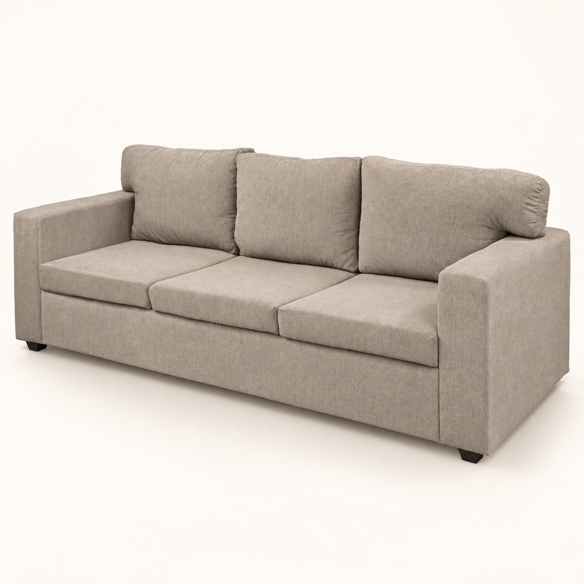Warm Greige Fabric 3-Seater Sofa — angled side view