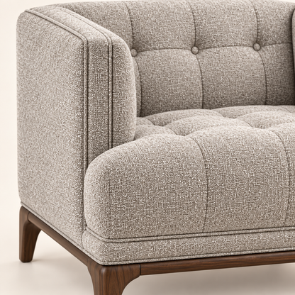 Grey Upholstered Armchair – close up view, Latest Furniture