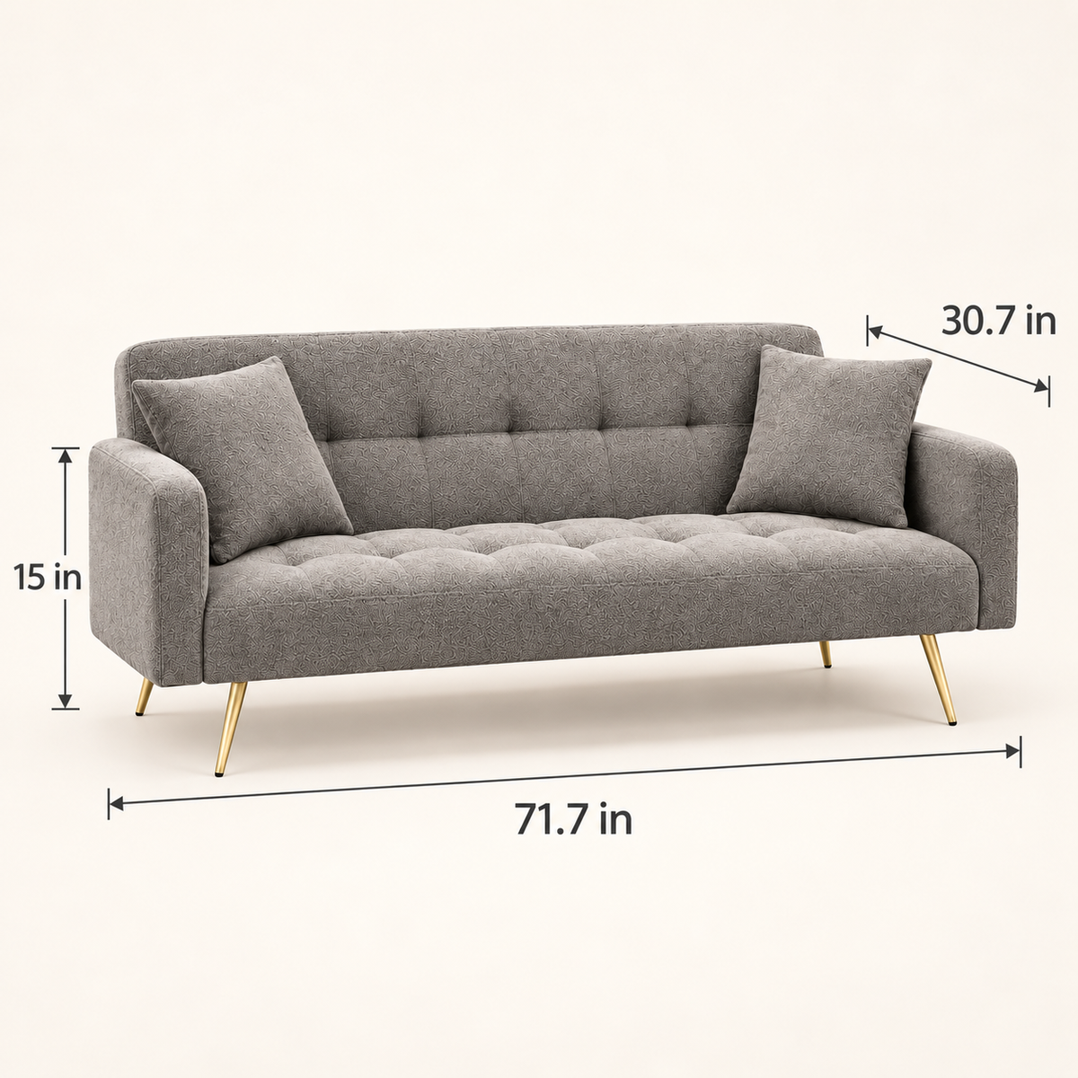 Grey Upholstered Sofa – dimension view, Latest Furniture