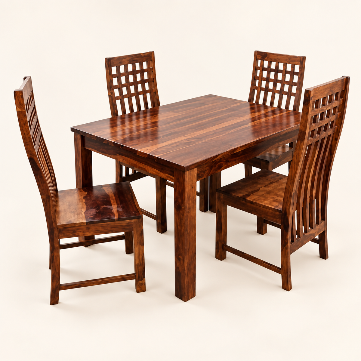 High-Back Lattice Dining Set complete dining set on a clean studio background.