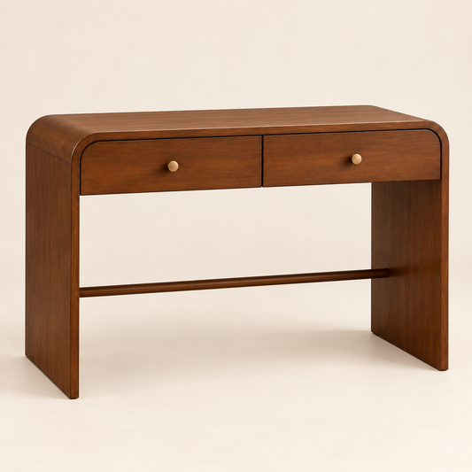 Honey Teak study table with two storage drawers