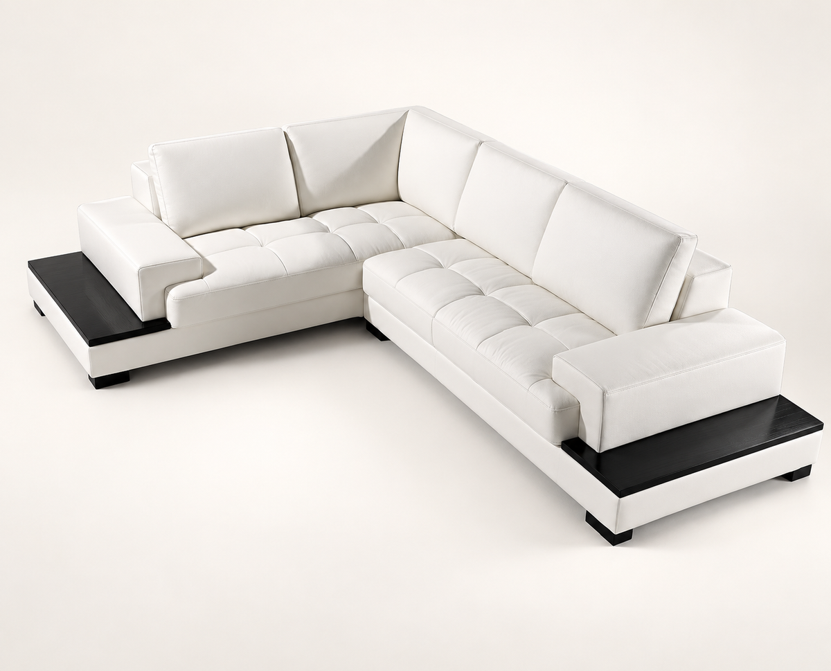 Ivory Suede Five-Seater L-Shaped Sofa – Latest Furniture