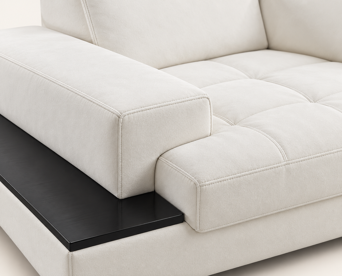 Ivory Suede Five-Seater L-Shaped Sofa – Latest Furniture