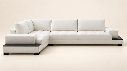 Ivory Suede Five-Seater L-Shaped Sofa – Latest Furniture