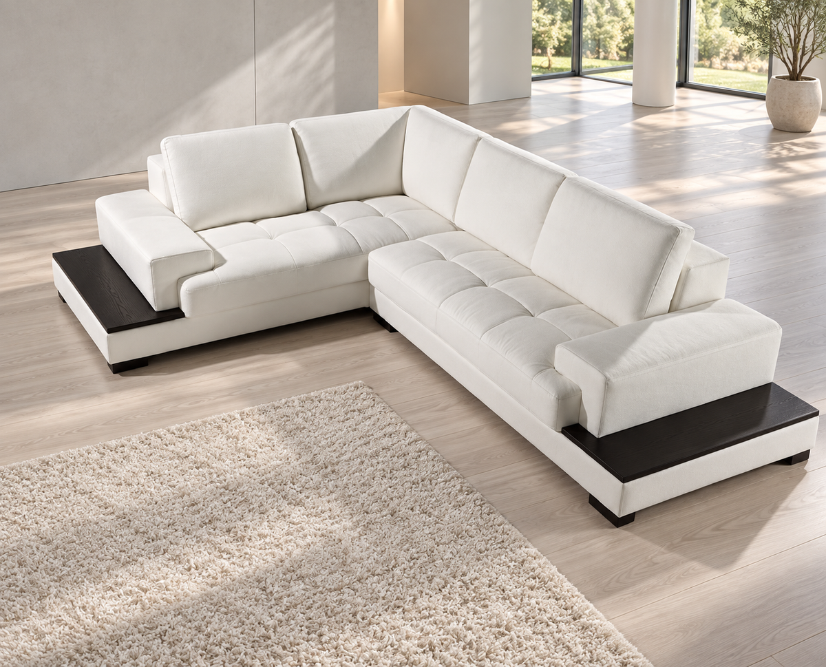 Ivory Suede Five-Seater L-Shaped Sofa – Latest Furniture
