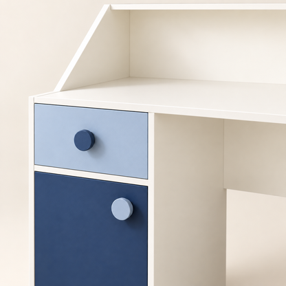 Close-up of kids study table drawer, cabinet and Sunmica finish