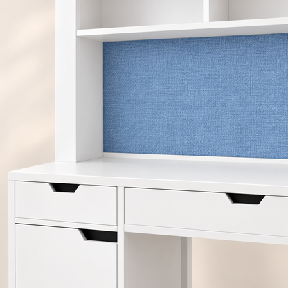 Close-up of kids study table pinboard, drawers and Sunmica finish