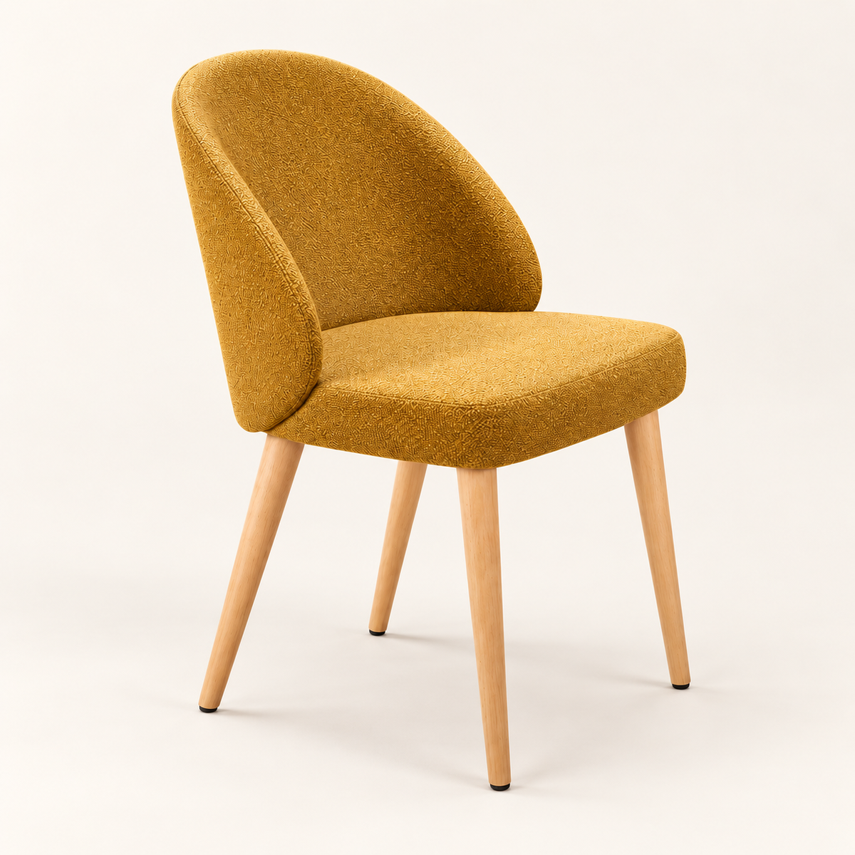 Mustard Upholstered Dining Chair on a clean studio background, showing the complete design.