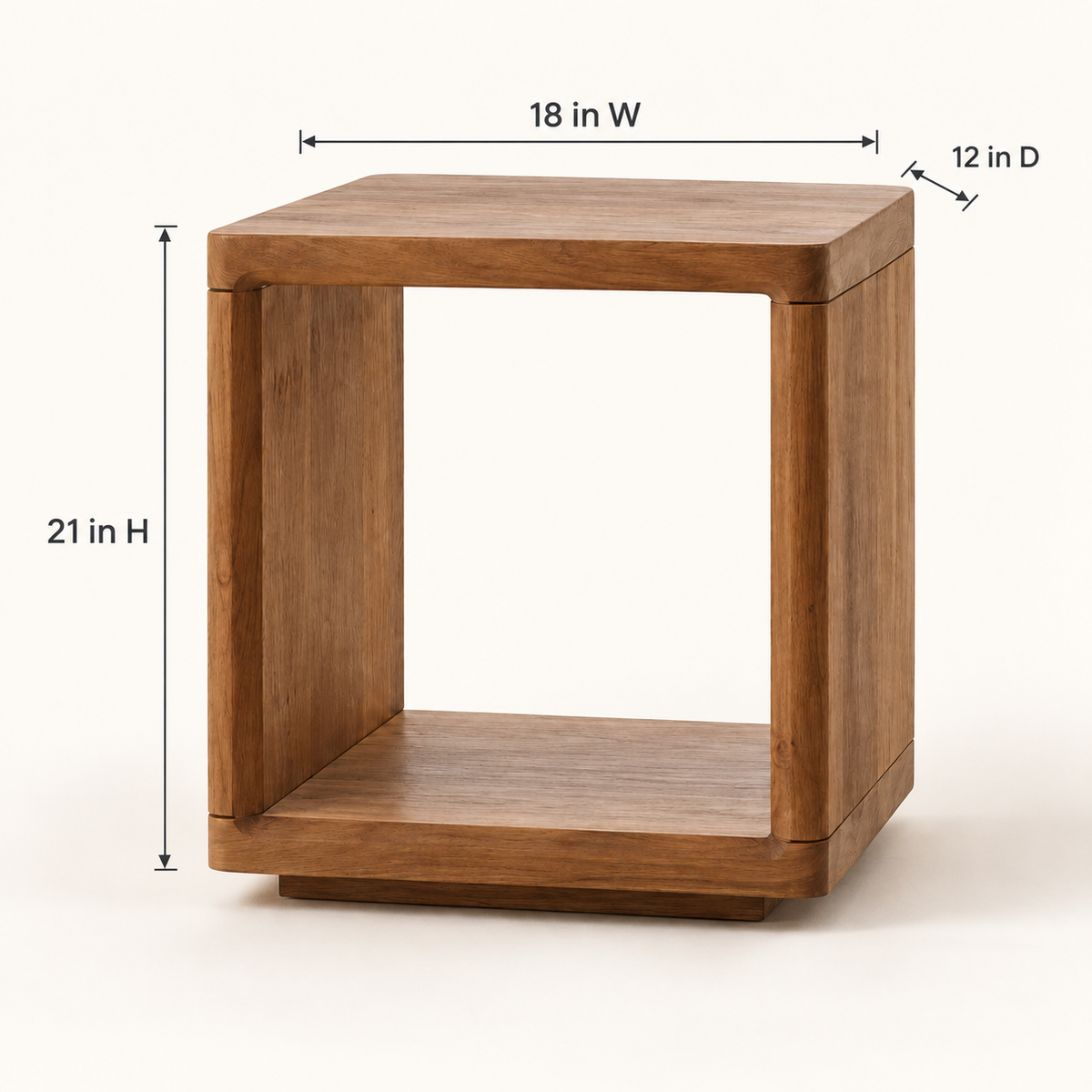 Open-Cube Wooden Side Table - dimensions 18 W × 12 D × 21 H inches