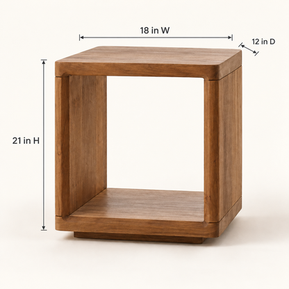 Open-Cube Wooden Side Table - dimensions 18 W × 12 D × 21 H inches
