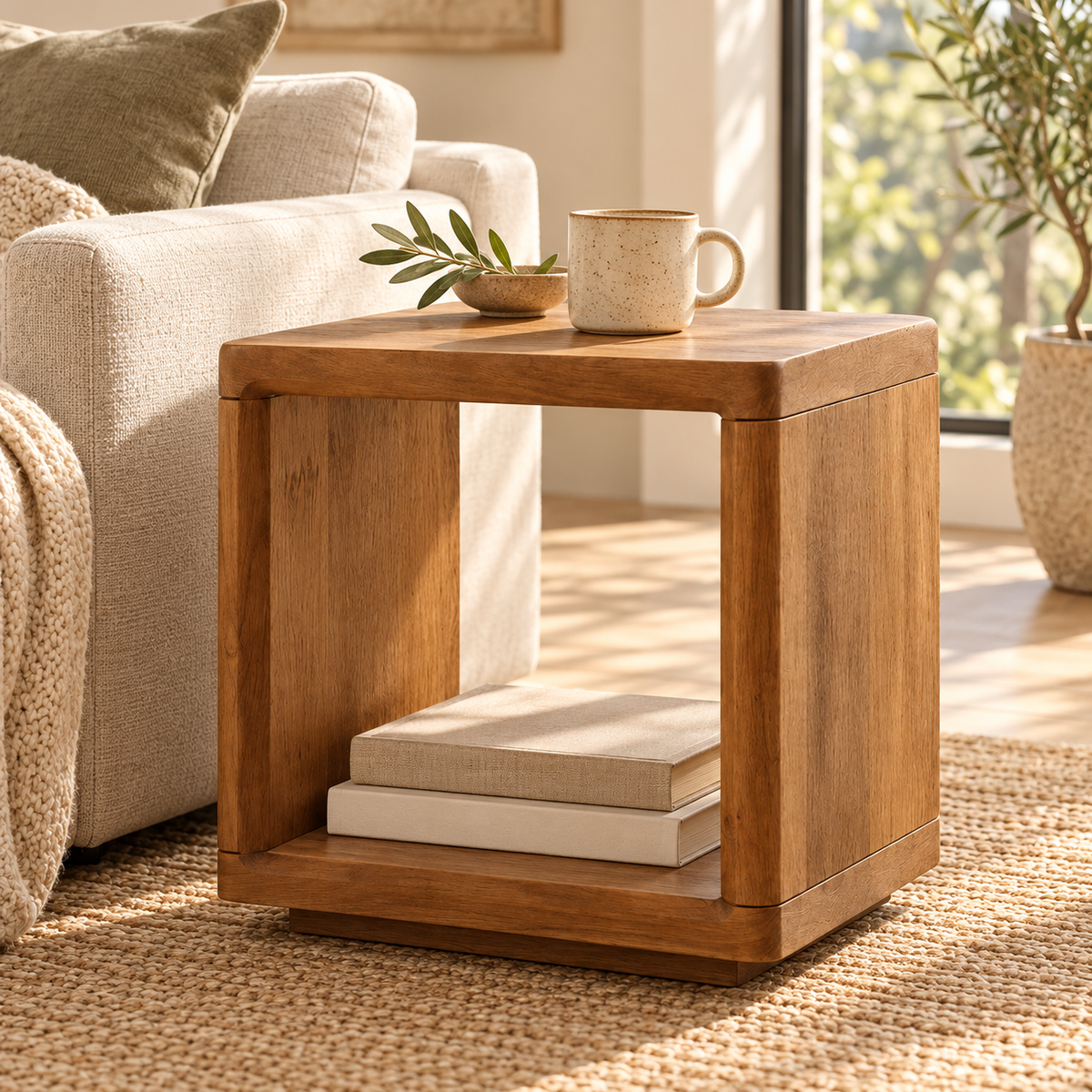 Open-Cube Wooden Side Table - alternate lifestyle view