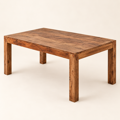 Rustic Grid-Back Dining Set solid Sheesham wood dining table shown separately.
