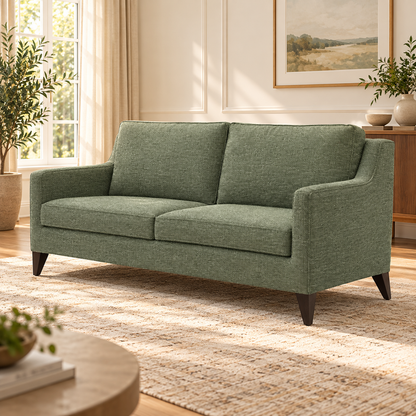 Sage Green Fabric 2-Seater Sofa — in a styled living room