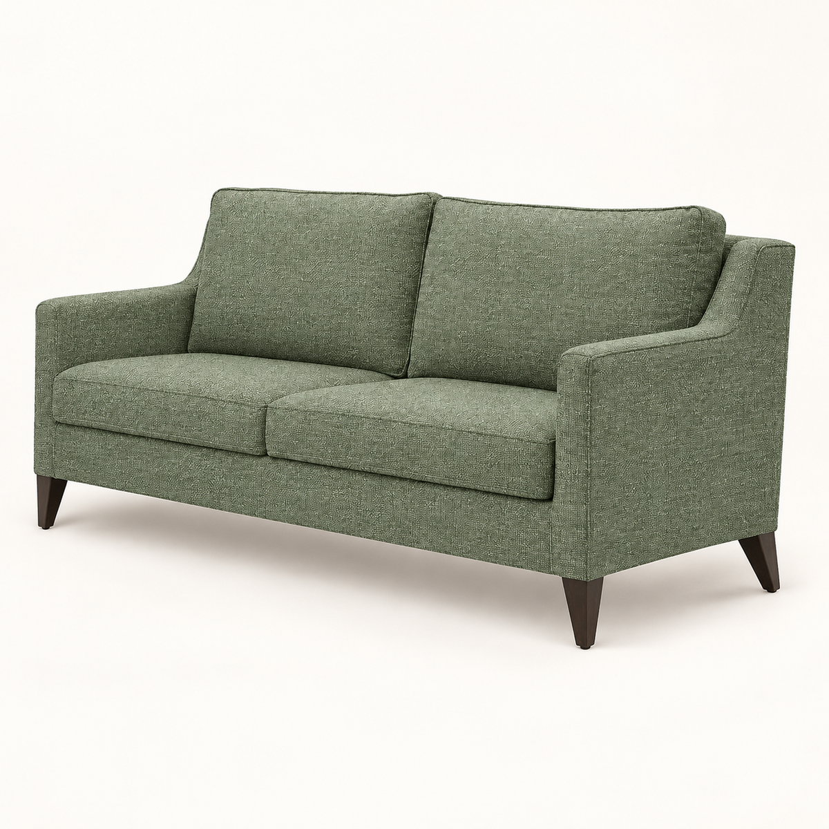 Sage Green Fabric 2-Seater Sofa — angled side view