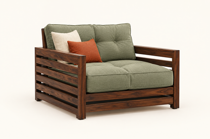 Sage Green Slatted Teak Wood Sofa Set (2+1+1) – Latest Furniture
